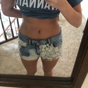 Lace Denim Shorts